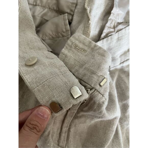 Ann Taylor Loft Julie Cream Beige 100% Linen Wide Leg Trouser Pants Size 14 - Picture 4 of 5